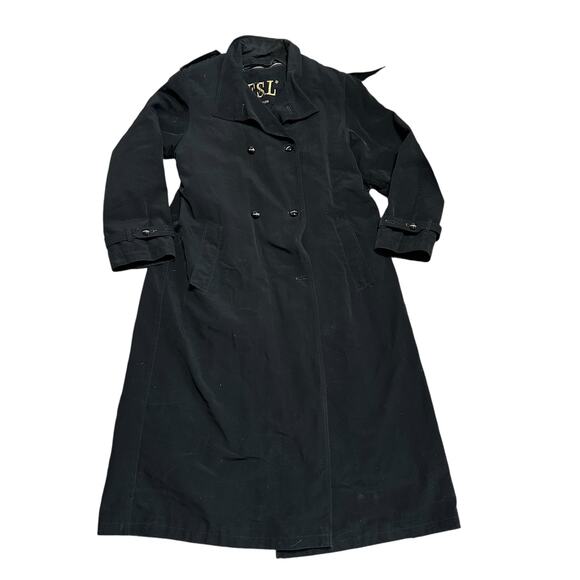 F. S. L. Women's Black Trench Coat Removable Lining Size 8 - Picture 1 of 7